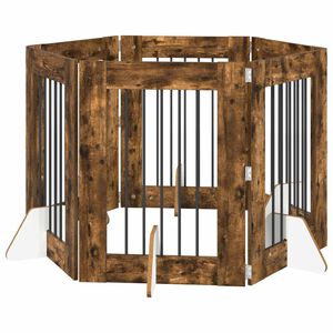 vidaXL Portillon pour chien avec supports 6 pcs Ch&ecirc;ne fum&eacute; 60 x 80 cm