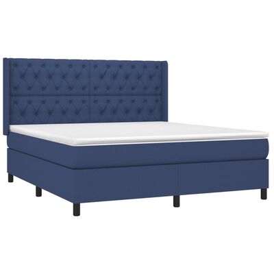 vidaXL Sommier à lattes de lit avec matelas Bleu 160x200 cm Tissu