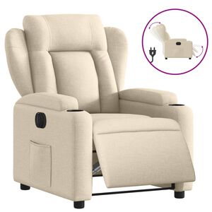 vidaXL Fauteuil inclinable &eacute;lectrique Cr&egrave;me Tissu