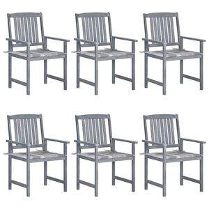 vidaXL Chaises de jardin et coussins lot de 6 Bois acacia massif Gris