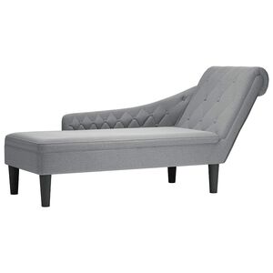 vidaXL Fauteuil long avec coussin et accoudoir droit gris clair tissu
