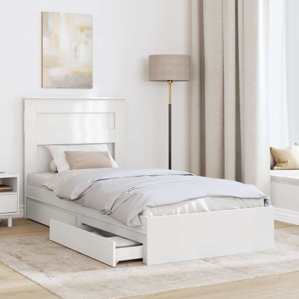 vidaXL Lit de Rangement Blanc 90 x 200 cm Bois d'ing&eacute;nierie