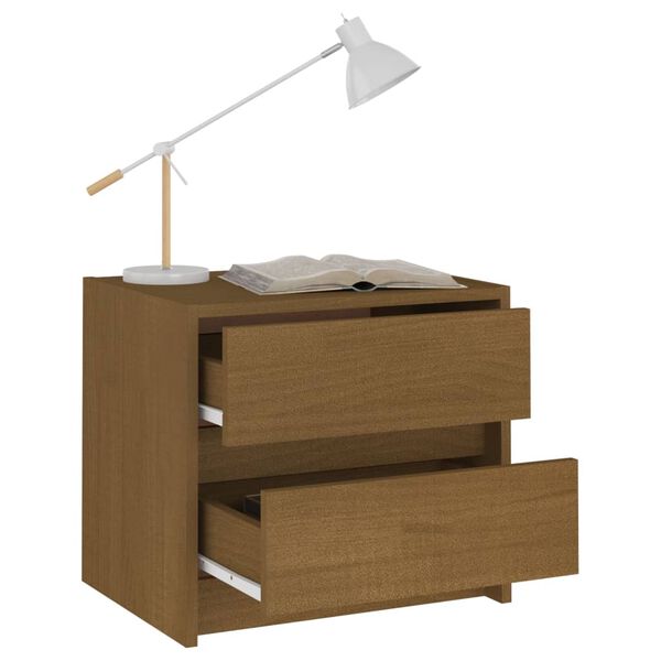 vidaXL Table de chevet Marron miel 40x30,5x35,5 cm Bois de pin solide