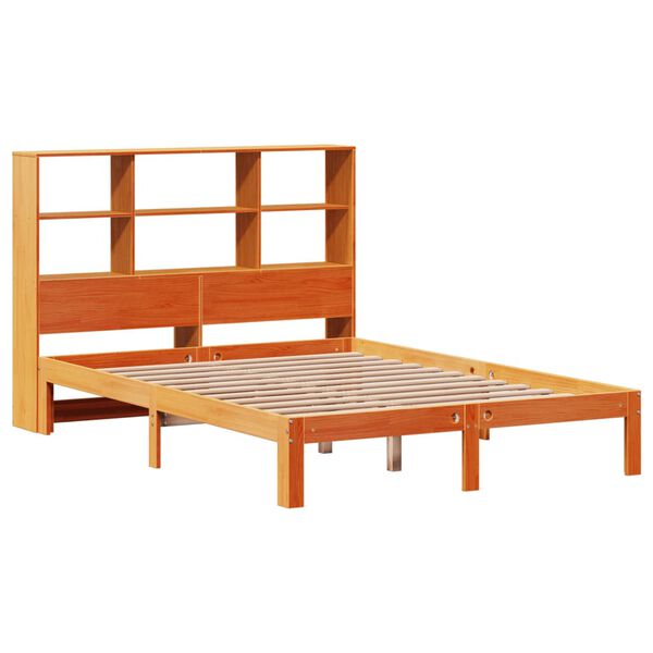 vidaXL Lit biblioth&egrave;que sans matelas cire marron 120x190cm pin massif