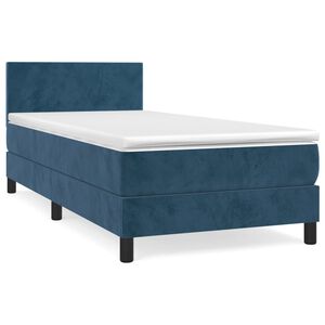 vidaXL Sommier &agrave; lattes de lit avec matelas Bleu fonc&eacute; 100x200 cm