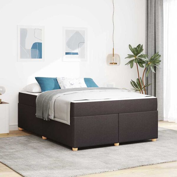vidaXL Cadre de lit avec matelas Marron fonc&eacute; 160 x 200 cm tissu
