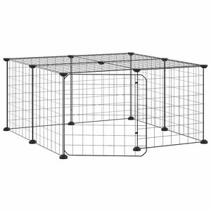 vidaXL Cage animaux de compagnie &agrave; 12 panneaux et porte Noir 70x70x35 cm