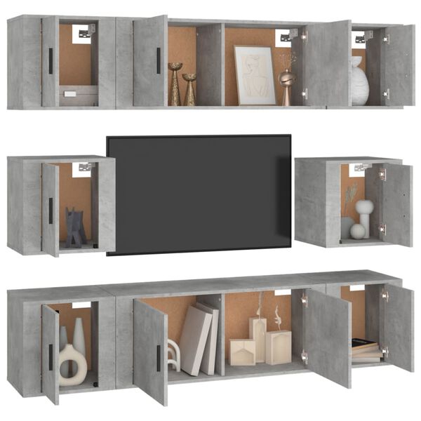 vidaXL Ensemble de meubles TV 8 pcs Gris b&eacute;ton Bois d'ing&eacute;nierie