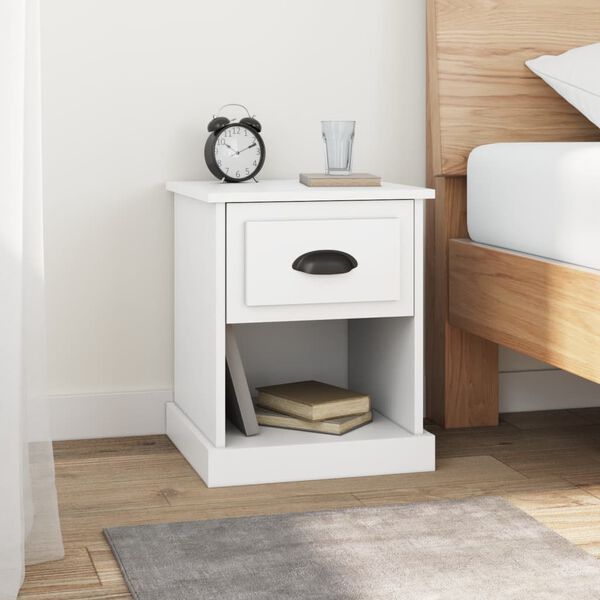 vidaXL Tables de chevet 2 pcs blanc 39x39x47,5 cm bois d'ing&eacute;nierie