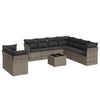 vidaXL Salon de jardin avec coussins 10 pcs gris r&eacute;sine tress&eacute;e