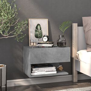 vidaXL Table de chevet murale Gris b&eacute;ton