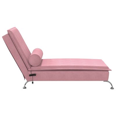 vidaXL Chaise longue de massage avec traversin rose velours
