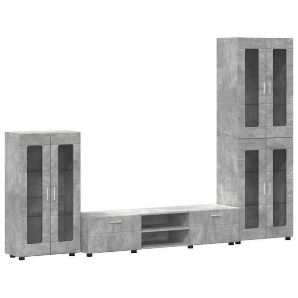 vidaXL Ensemble meuble TV avec tiroir Gris b&eacute;ton Bois d'ing&eacute;nierie