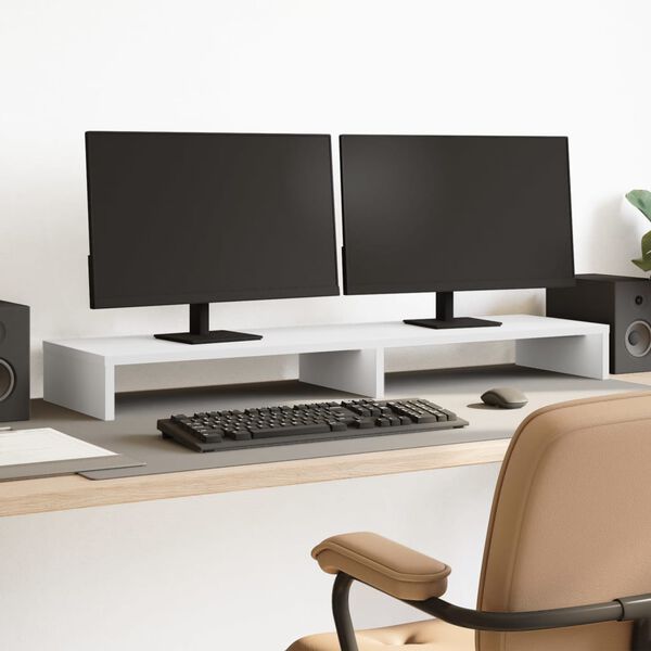 vidaXL Support de moniteur blanc 100x27x10 cm bois d'ing&eacute;nierie