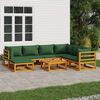 vidaXL Salon de jardin 8 pcs avec coussins vert bois massif