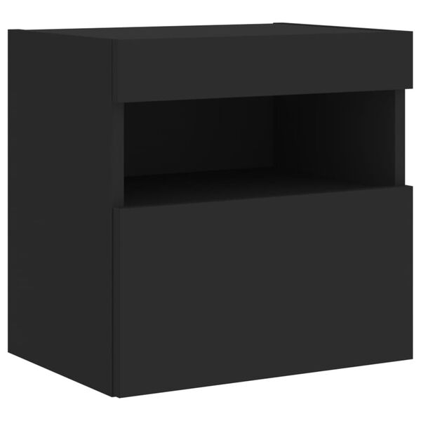 vidaXL Meuble TV mural avec lumi&egrave;res LED noir 40x30x40 cm