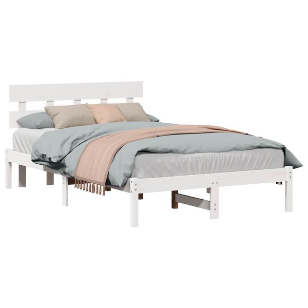 vidaXL Cadre de lit Blanc 135 x 190 cm Bois de pin massif
