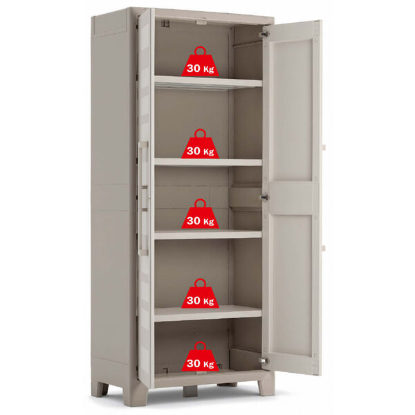 Keter Armoire de rangement et &eacute;tag&egrave;res Gulliver Beige et marron 182 cm