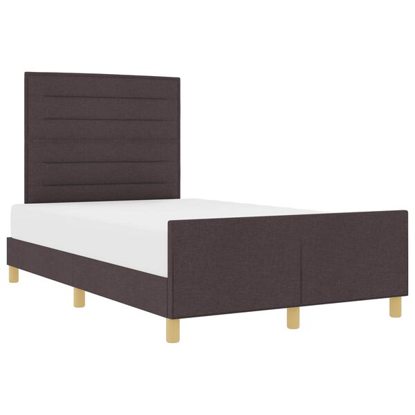 vidaXL Cadre de lit avec t&ecirc;te de lit Marron fonc&eacute; 140 x 190 cm tissu