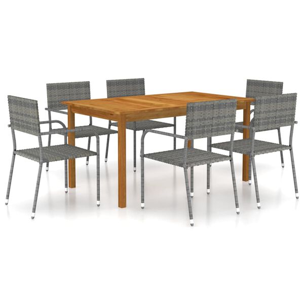 vidaXL Ensemble &agrave; manger de jardin 7 pcs Gris