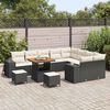 vidaXL Ensemble de canap&eacute; de jardin avec coussin 12 pcs Noir et Cr&egrave;me