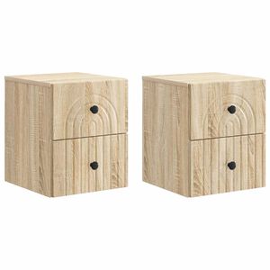 vidaXL Cabinet de chevet mural 2 pcs Ch&ecirc;ne Sonoma 33 x 34,5 x 40 cm