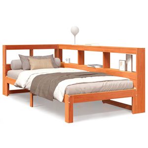 vidaXL Lit biblioth&egrave;que sans matelas cire marron 90x200 cm pin massif