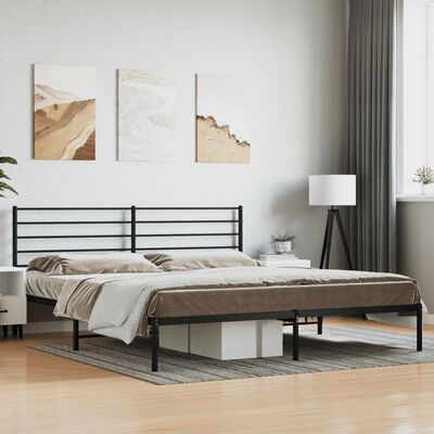 vidaXL Cadre de lit métal sans matelas avec tête de lit noir 183x213cm