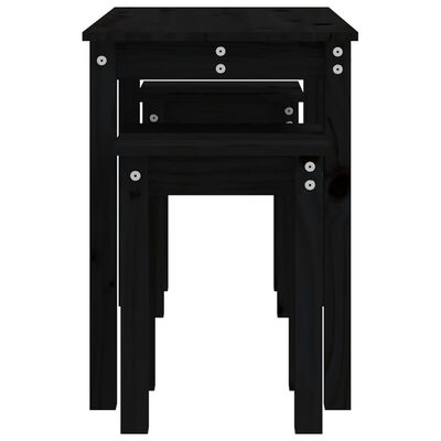 vidaXL Tables gigognes 3 pcs Noir Bois de pin massif