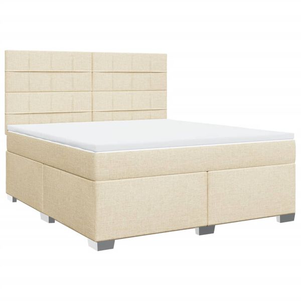 vidaXL Sommier &agrave; lattes de lit avec matelas Cr&egrave;me 180x200 cm Tissu