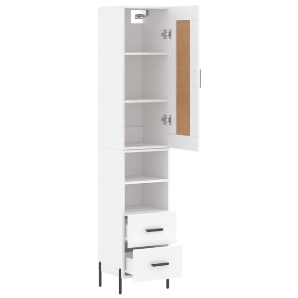 vidaXL Buffet haut Blanc 34,5x34x180 cm Bois d'ing&eacute;nierie