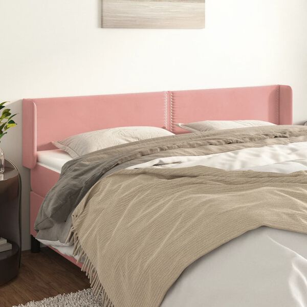 vidaXL T&ecirc;te de lit avec oreilles Rose 183x16x78/88 cm Velours
