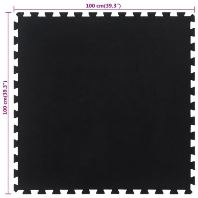 vidaXL Carreau de sol en caoutchouc noir 12 mm 100x100 cm