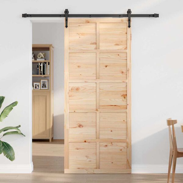 vidaXL Porte de grange Marron 90 x 2,5 x 208 cm Bois de pin massif