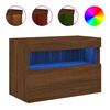 vidaXL Meuble TV mural avec lumi&egrave;res LED ch&ecirc;ne marron 60x30x40 cm