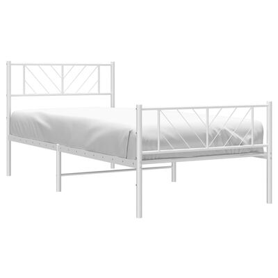 vidaXL Cadre de lit métal sans matelas avec pied de lit blanc 90x200cm