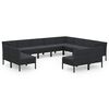 vidaXL Salon de jardin 12 pcs avec coussins r&eacute;sine tress&eacute;e noir