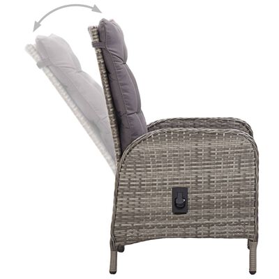 vidaXL Ensemble de bistro de jardin 3 pcs Résine tressée Gris