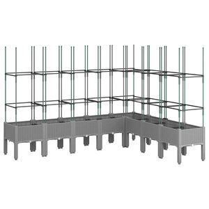 vidaXL Jardini&egrave;re avec treillis gris clair 200x160x142,5 cm PP
