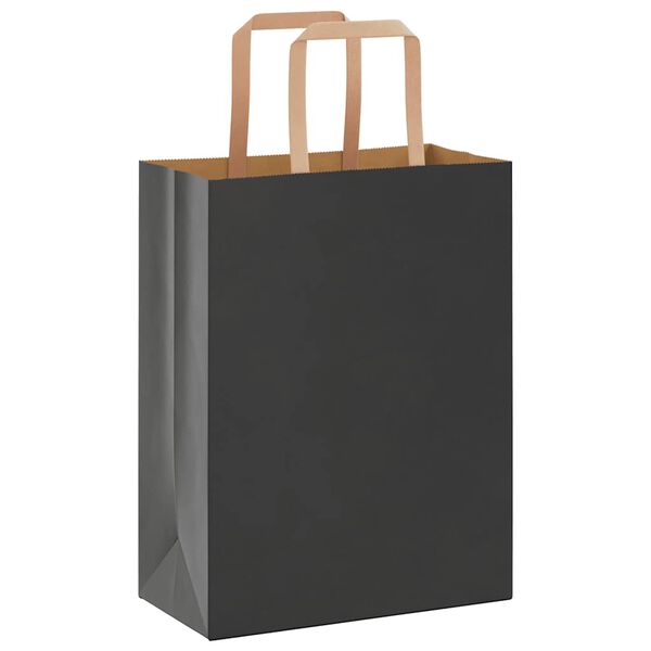 vidaXL Sacs en papier 250 pcs avec poign&eacute;es noir 21x11x28 cm