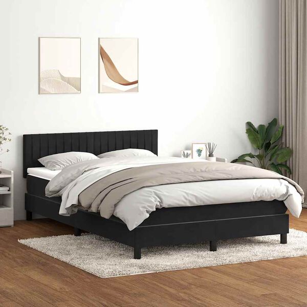 vidaXL Sommier &agrave; lattes de lit avec matelas noir 160x220 cm velours