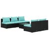 vidaXL Salon de jardin 6 pcs avec coussins r&eacute;sine tress&eacute;e noir