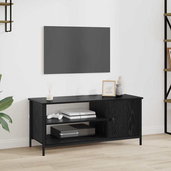 vidaXL Meuble TV Ch&ecirc;ne noir 100 x 40 x 45 cm Bois d'ing&eacute;nierie