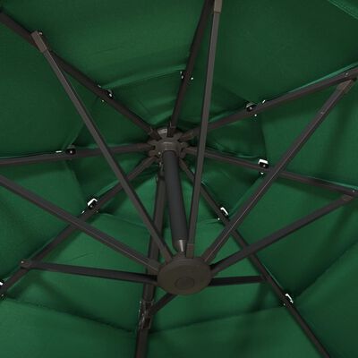 vidaXL Parasol de jardin à 4 niveaux avec mât en aluminium vert 3x3 m