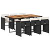 vidaXL Ensemble &agrave; manger de jardin coussins 7pcs Noir R&eacute;sine tress&eacute;e