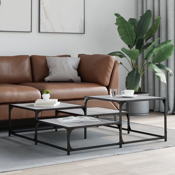 vidaXL Table basse sonoma gris 107x107x40 cm bois d'ingénierie