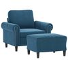 vidaXL Fauteuil avec repose-pied Bleu 60 cm Velours
