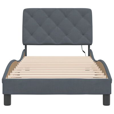 vidaXL Cadre de lit avec LED sans matelas gris foncé 90x190 cm velours