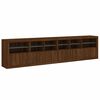 vidaXL Buffet avec lumi&egrave;res LED ch&ecirc;ne marron 283x37x67 cm