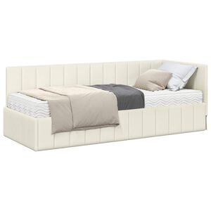 vidaXL Cadre de lit d'angle avec matelas 2 pc Cr&egrave;me 80 x 200 cm